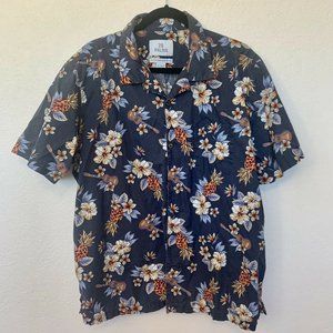 Hawaiian shirt Mens SZ 2XL Pineapples Flowers, Guitars 28 Palms.